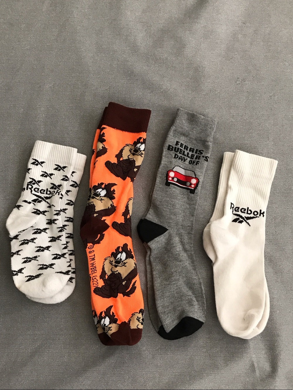 Reebok Multicolor Novelty Crew Socks - White, Orange, Gray Set